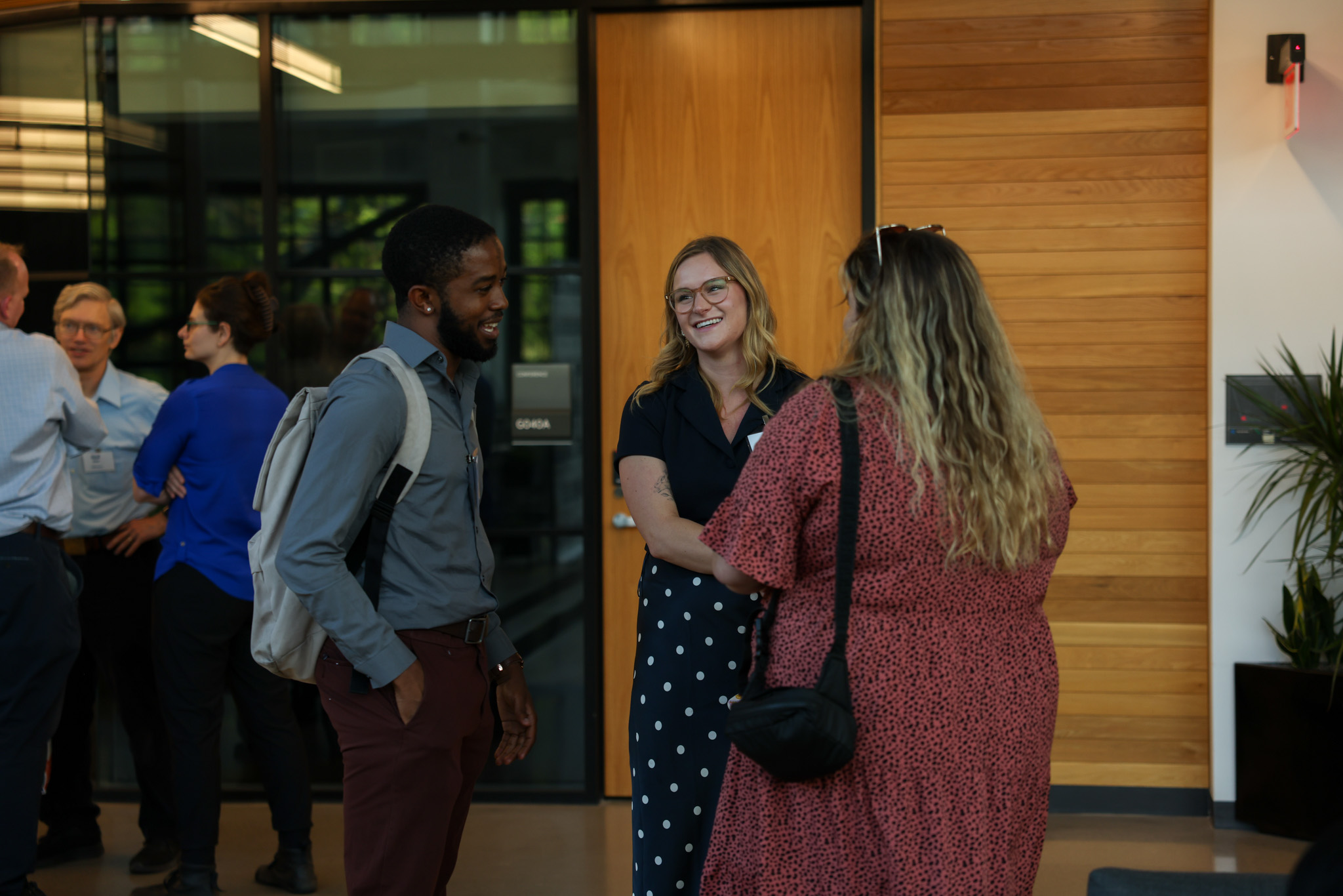 Haley chats with friends at a PT event
