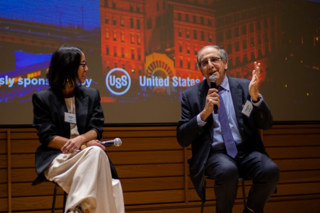 Dr. Sahel delivers comments to the audience